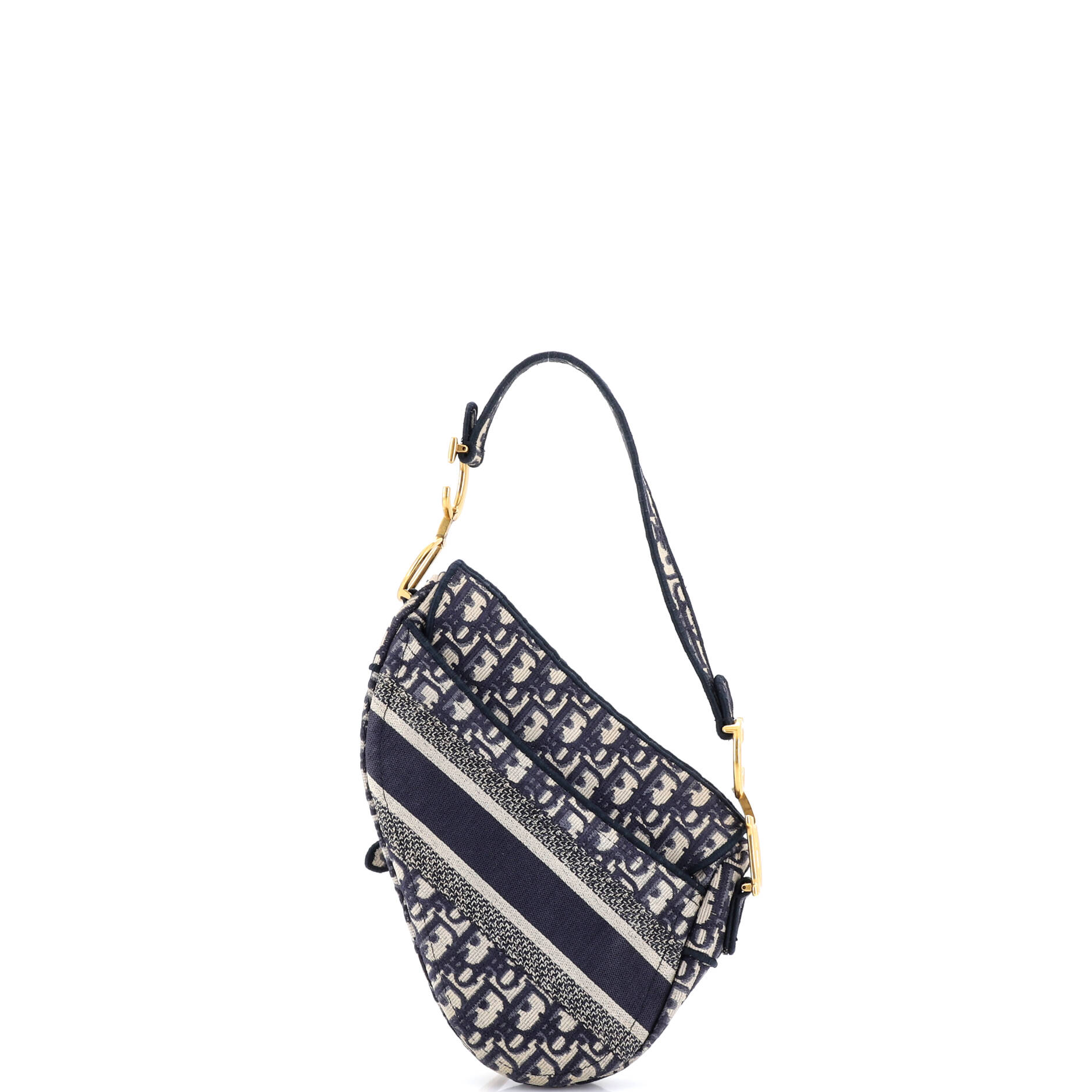 Saddle Handbag Logo Embroidered Oblique Canvas Medium