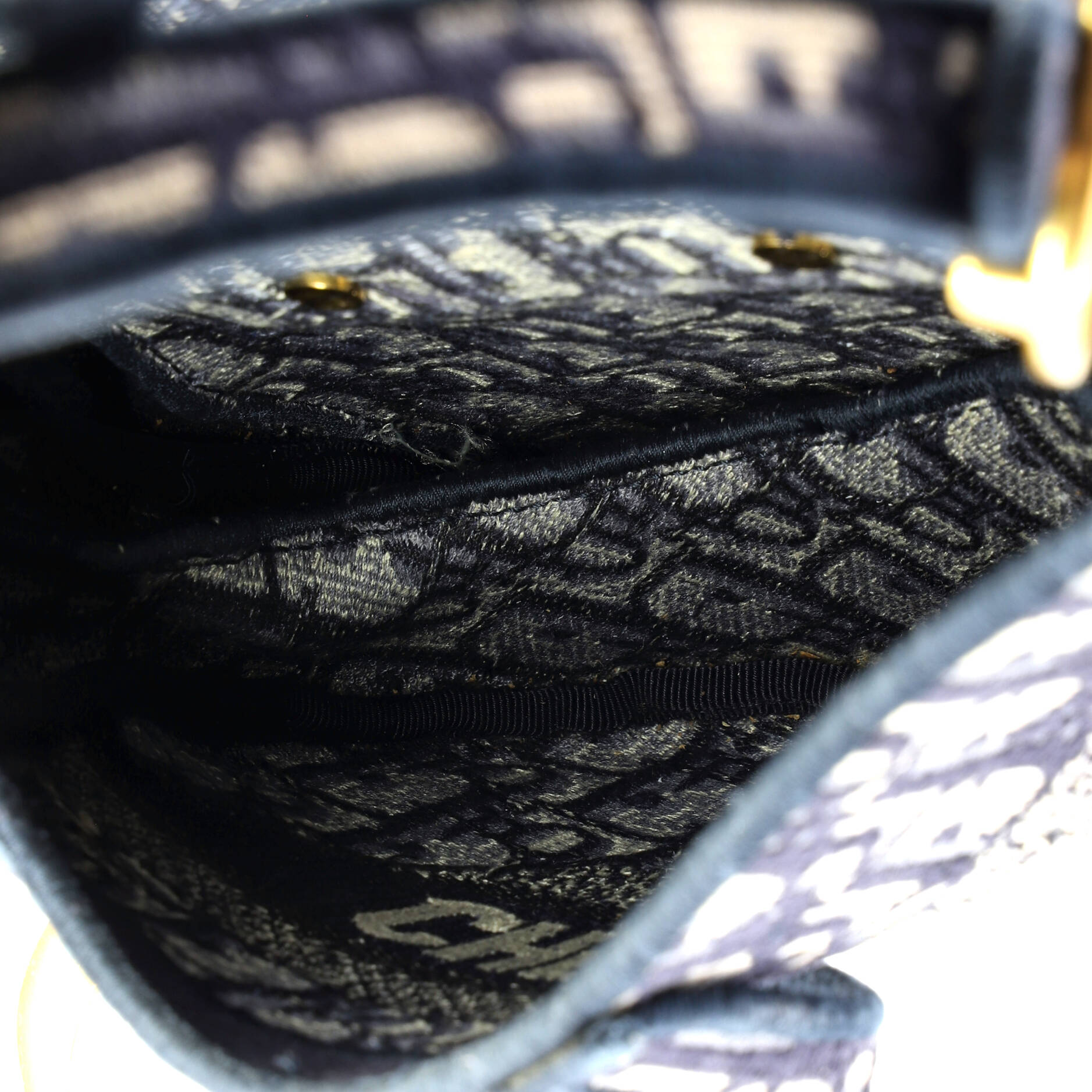 Saddle Handbag Logo Embroidered Oblique Canvas Medium