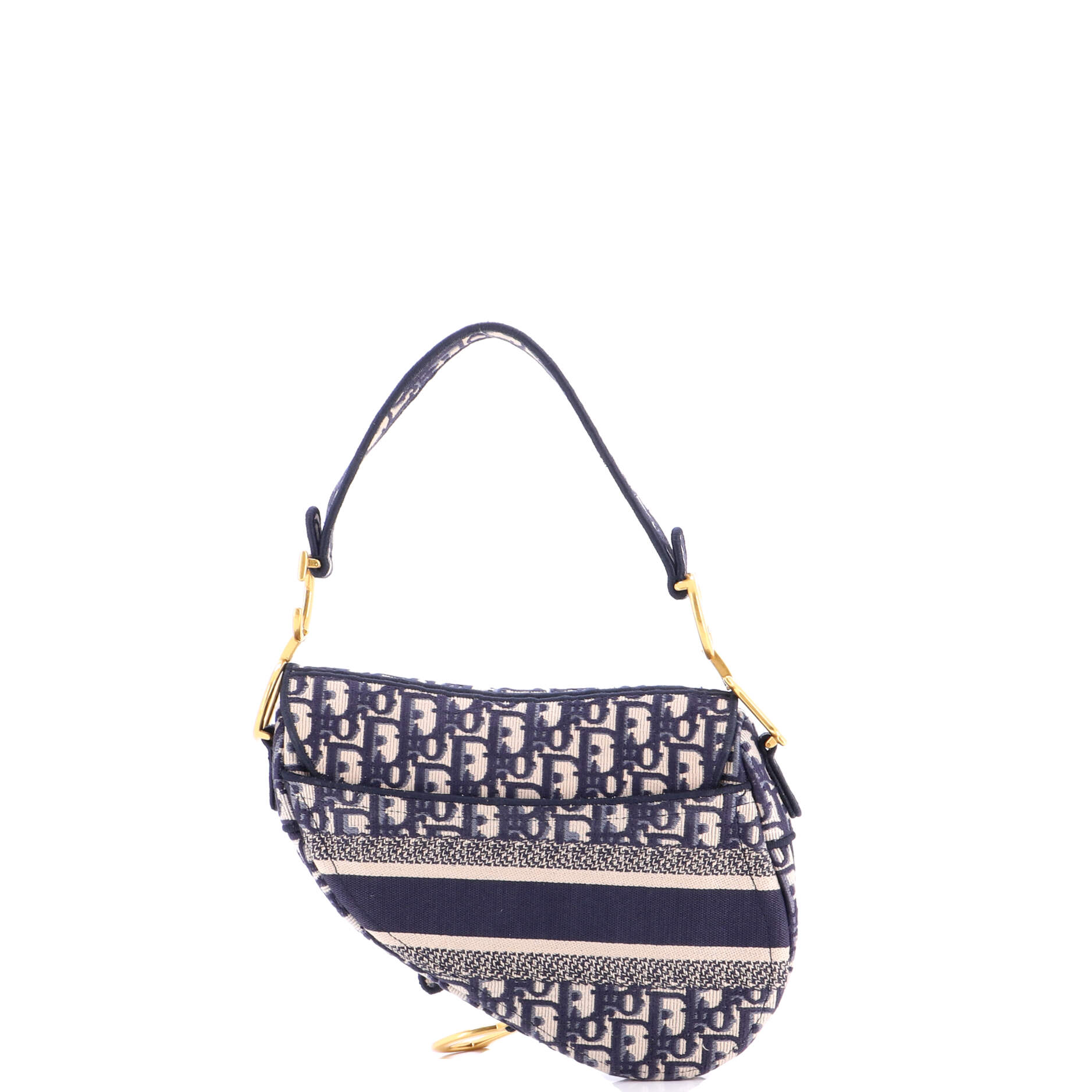 Saddle Handbag Logo Embroidered Oblique Canvas Medium