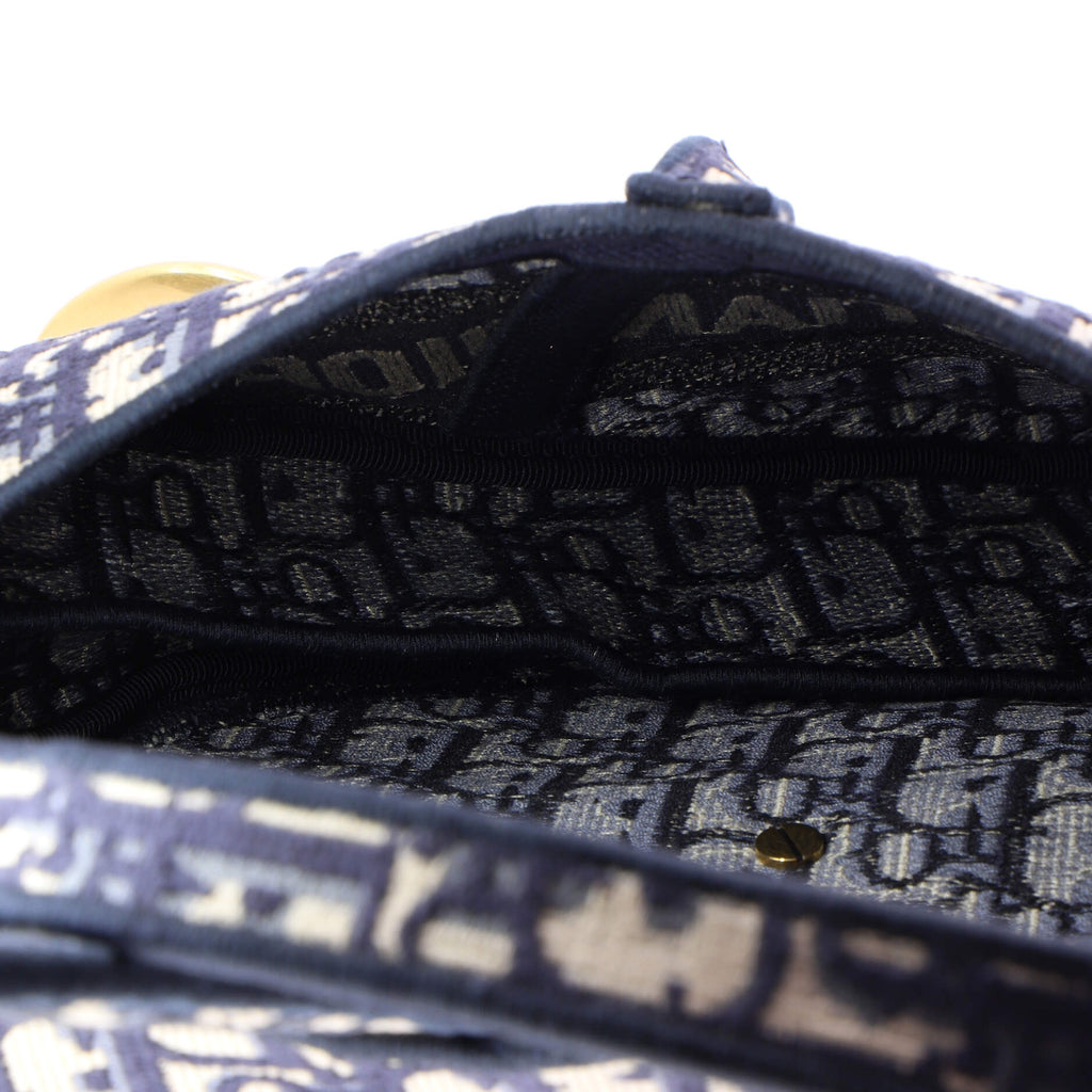 Saddle Handbag Logo Embroidered Oblique Canvas Medium