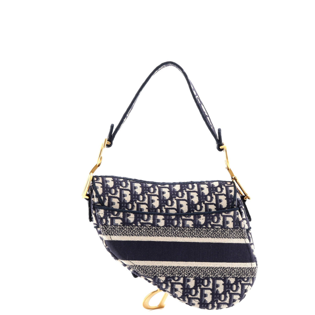 Saddle Handbag Logo Embroidered Oblique Canvas Medium