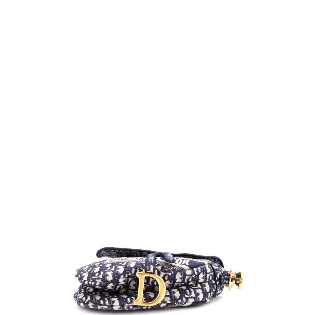 Saddle Handbag Logo Embroidered Oblique Canvas Medium