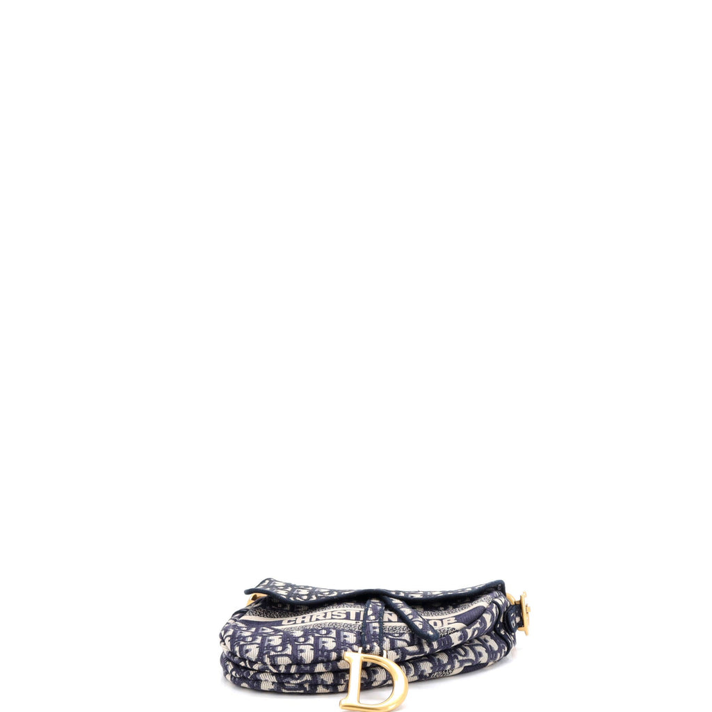 Saddle Handbag Logo Embroidered Oblique Canvas Medium
