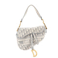 Saddle Handbag Logo Embroidered Oblique Canvas Medium