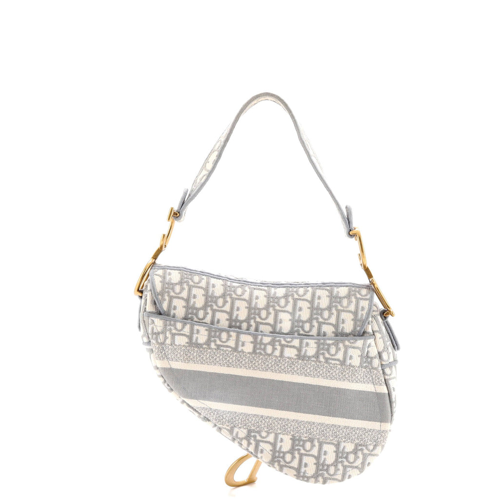 Saddle Handbag Logo Embroidered Oblique Canvas Medium