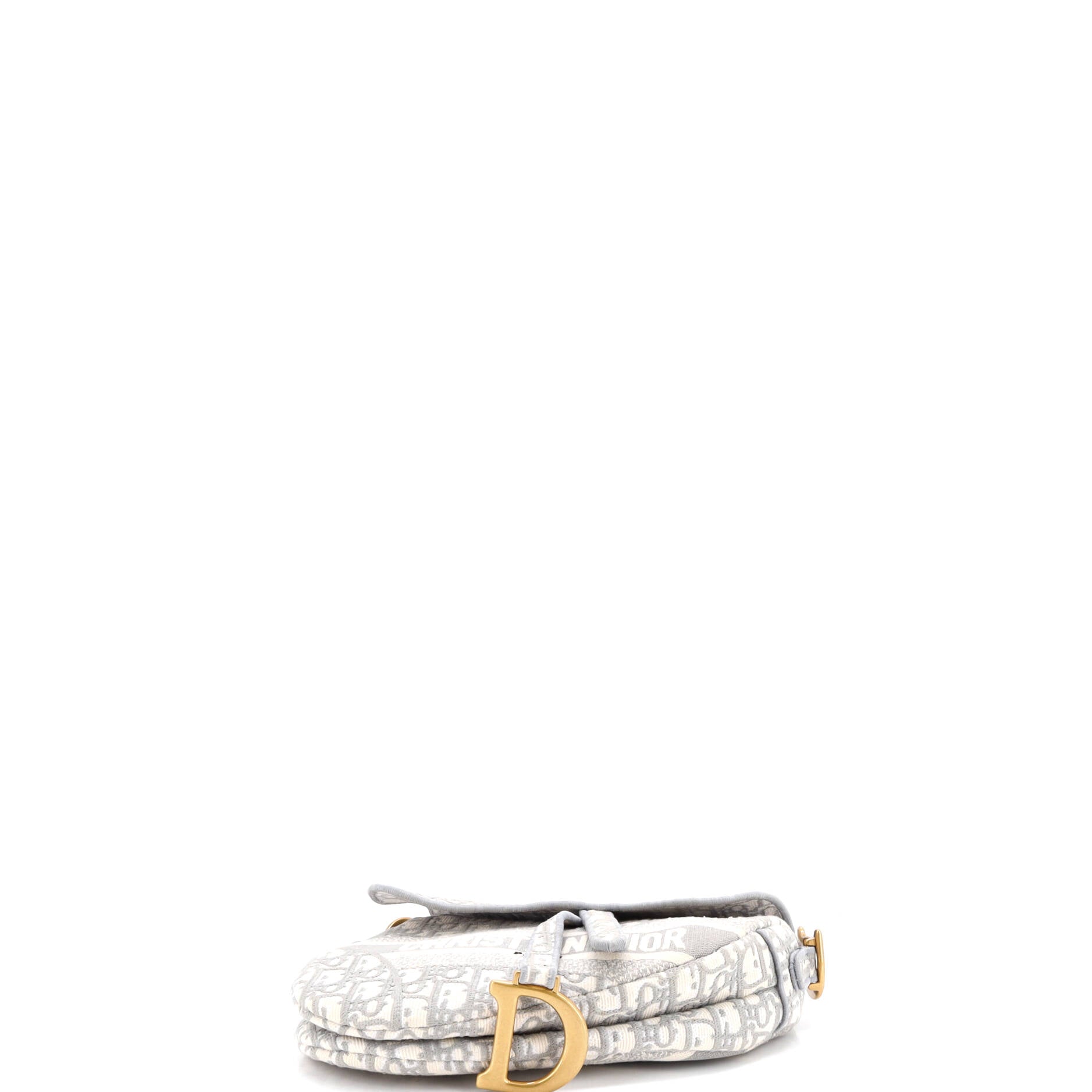 Saddle Handbag Logo Embroidered Oblique Canvas Medium
