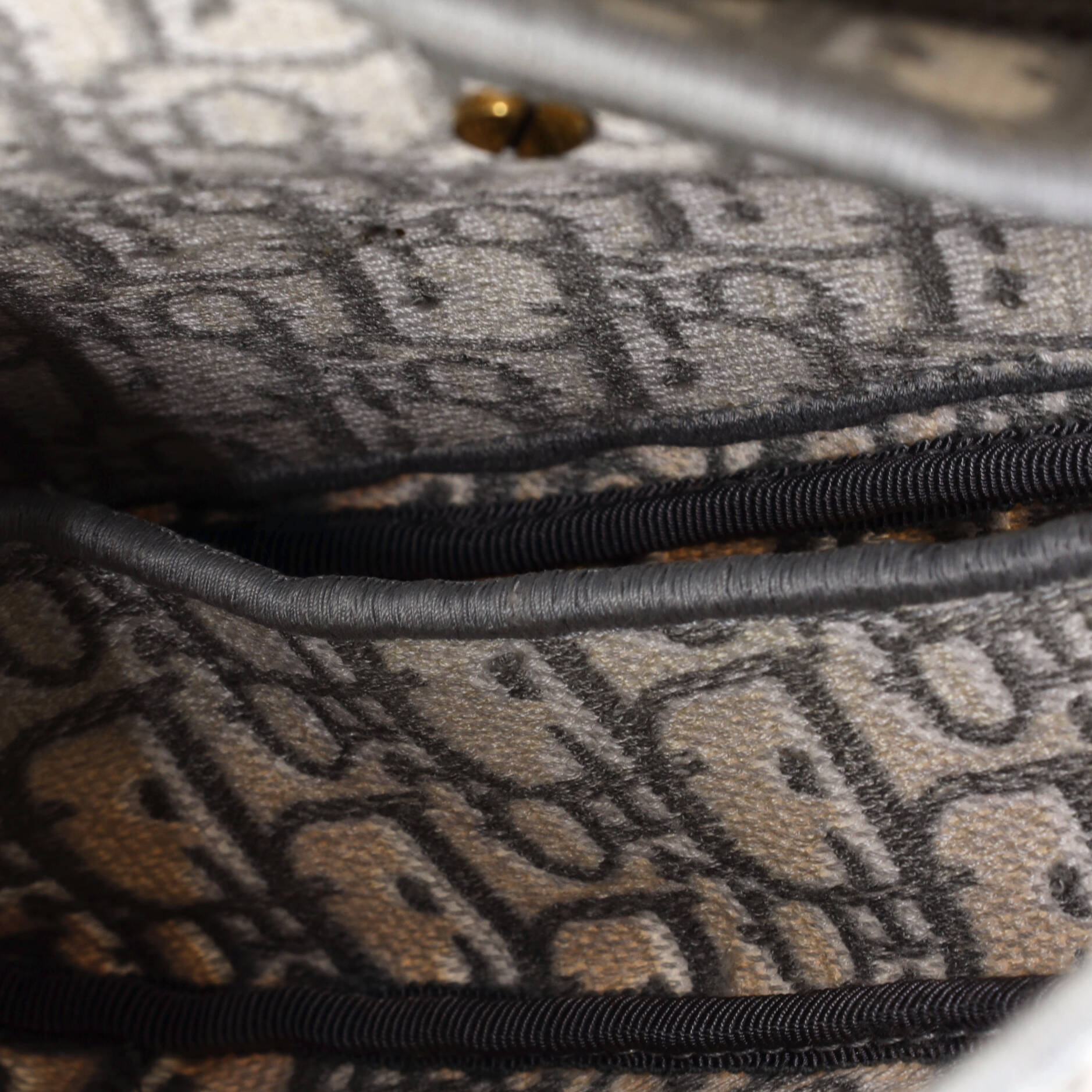 Saddle Handbag Logo Embroidered Oblique Canvas Medium