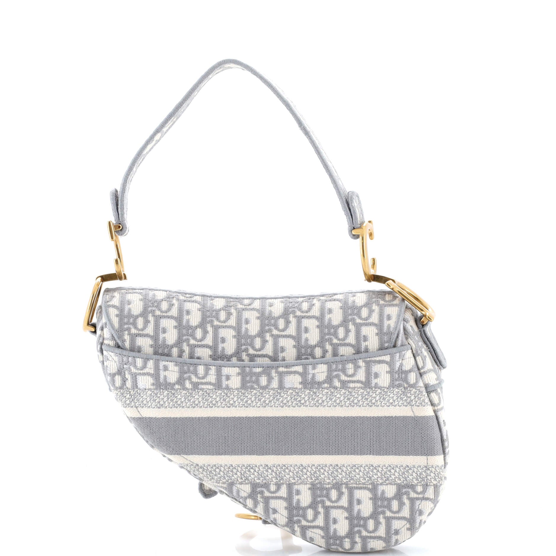 Saddle Handbag Logo Embroidered Oblique Canvas Medium