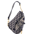 Saddle Handbag Logo Embroidered Oblique Canvas Medium
