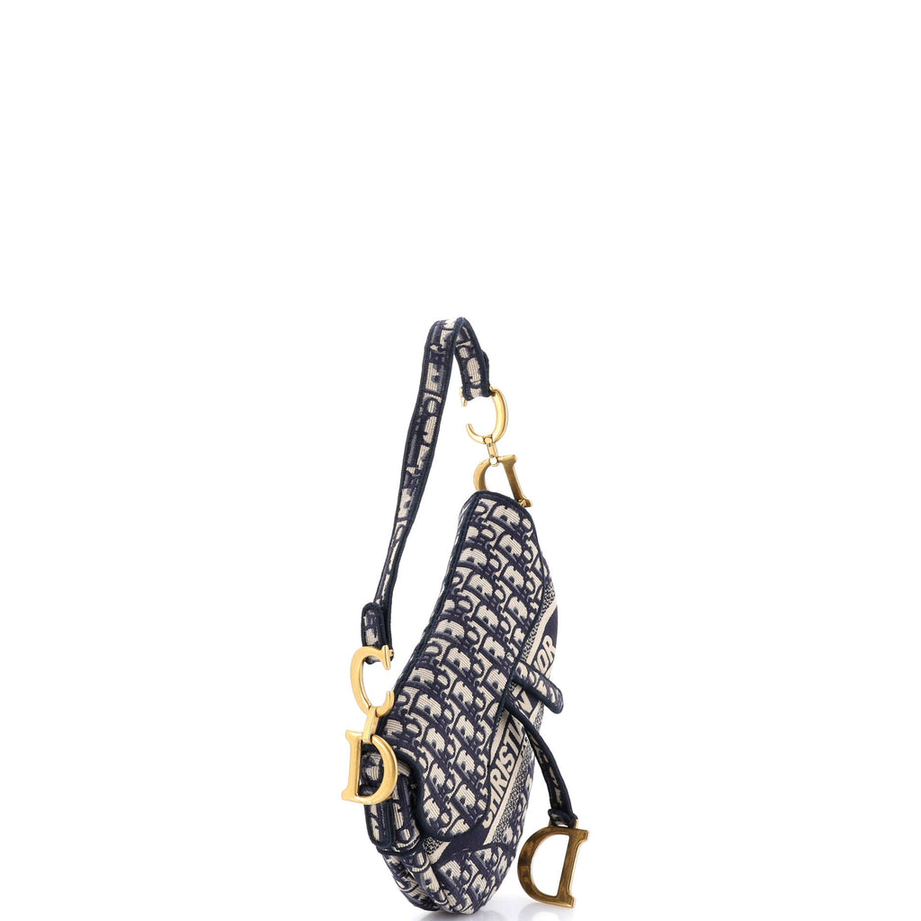 Saddle Handbag Logo Embroidered Oblique Canvas Medium