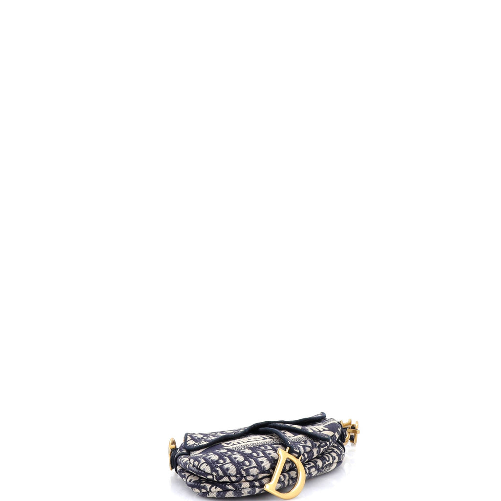 Saddle Handbag Logo Embroidered Oblique Canvas Medium