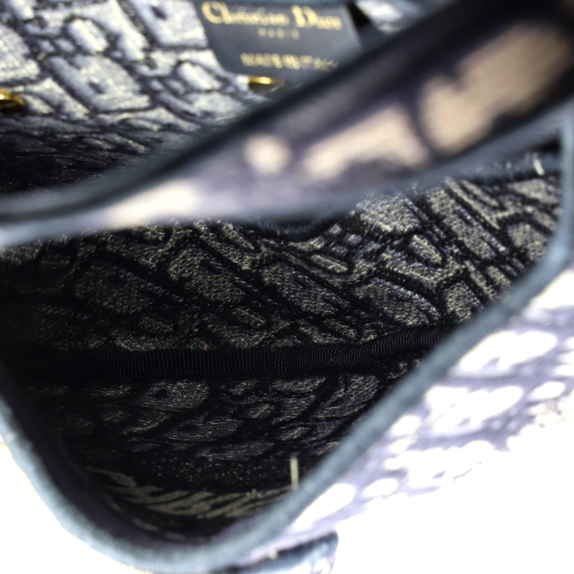 Saddle Handbag Logo Embroidered Oblique Canvas Medium