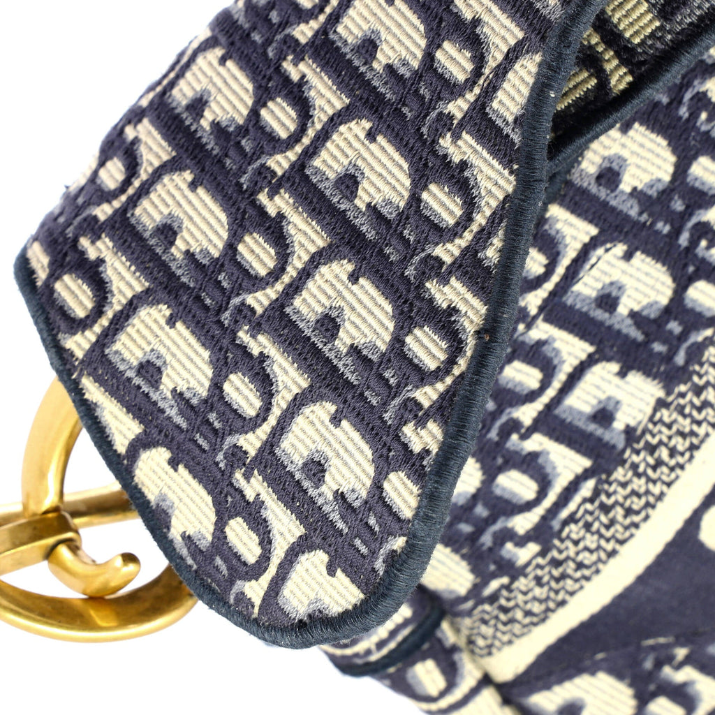 Saddle Handbag Logo Embroidered Oblique Canvas Medium