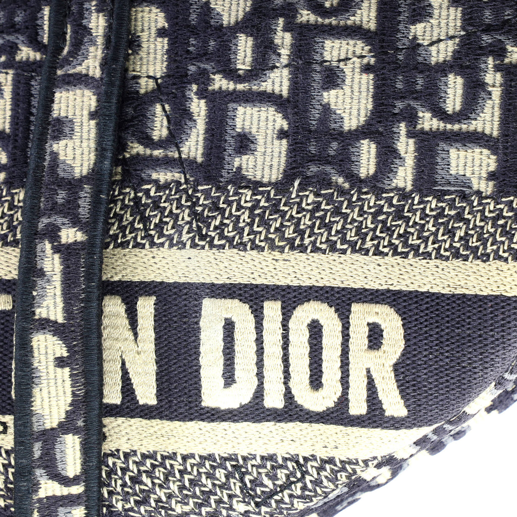 Saddle Handbag Logo Embroidered Oblique Canvas Medium