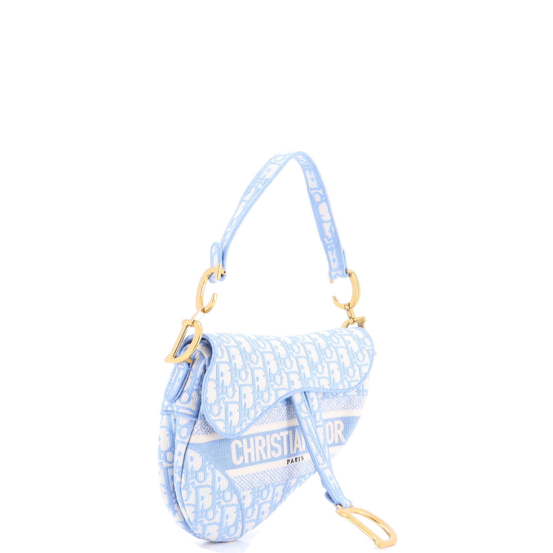 Saddle Handbag Logo Embroidered Oblique Canvas Medium