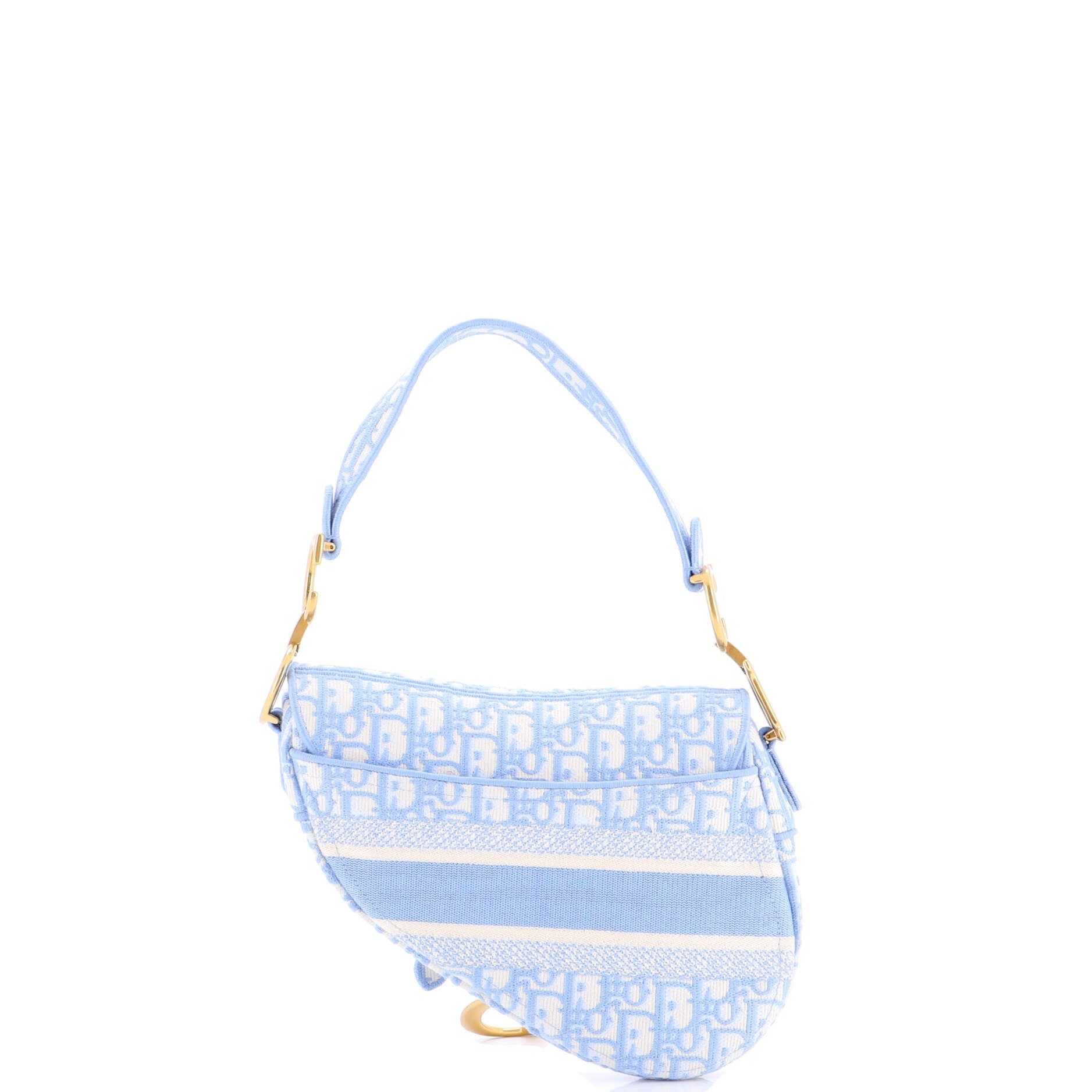 Saddle Handbag Logo Embroidered Oblique Canvas Medium