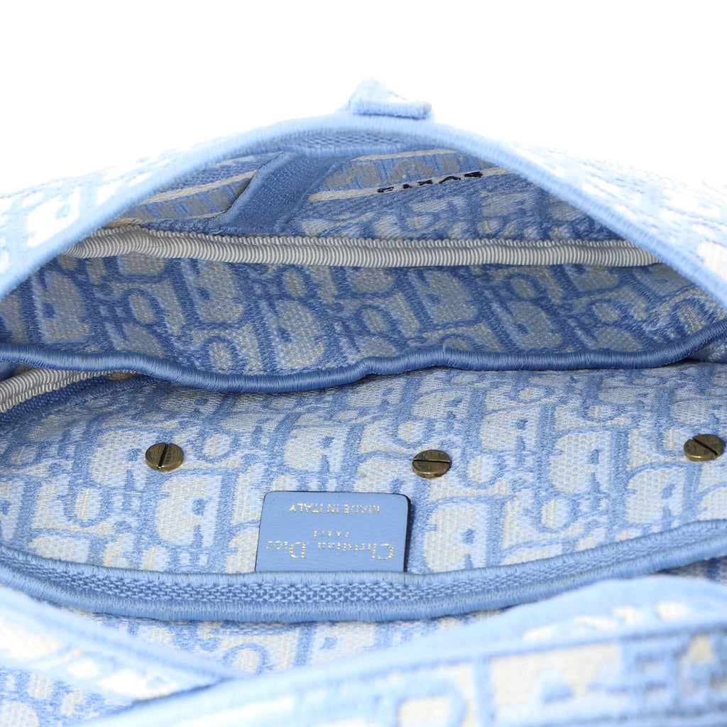Saddle Handbag Logo Embroidered Oblique Canvas Medium