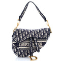 Saddle Handbag Logo Embroidered Oblique Canvas Medium
