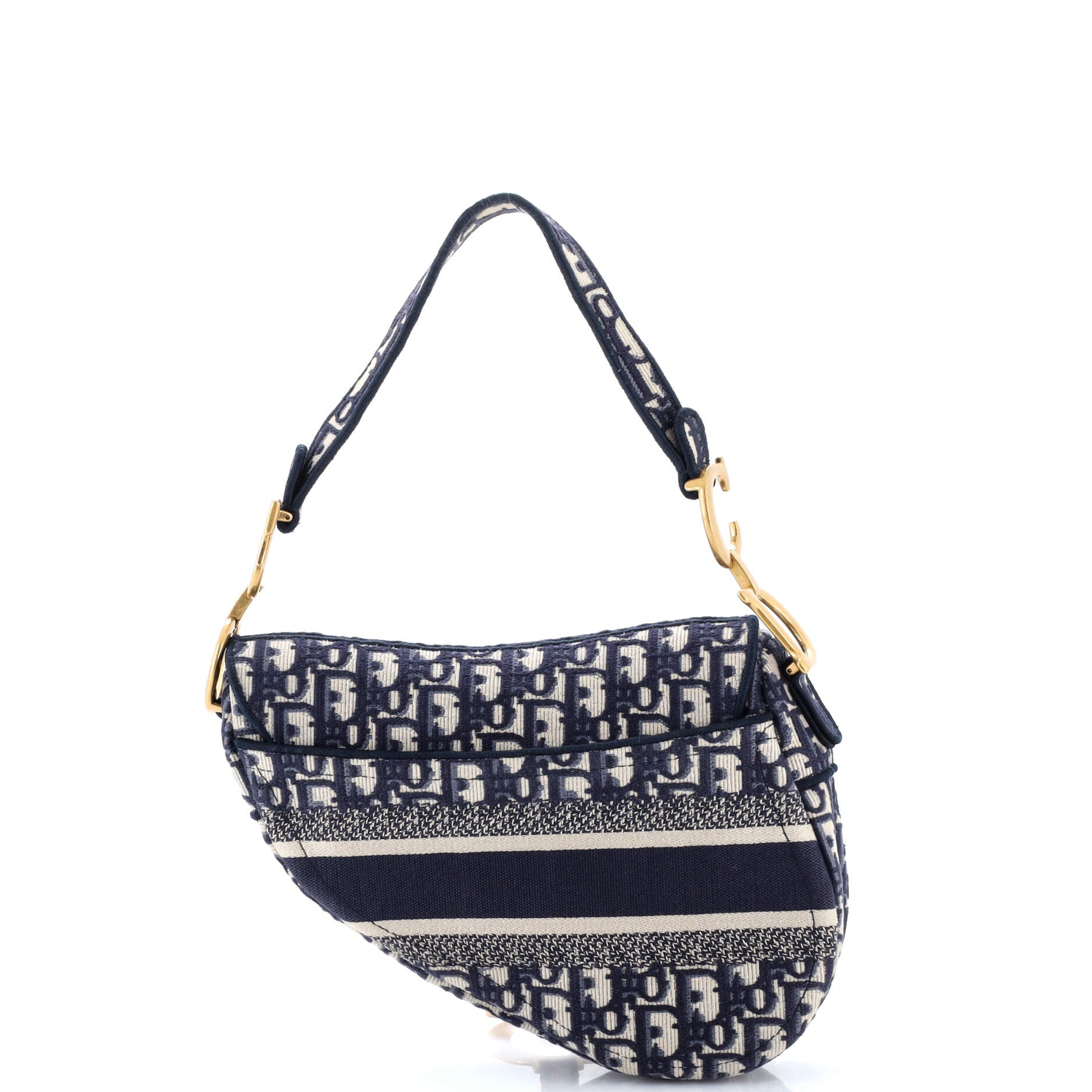 Saddle Handbag Logo Embroidered Oblique Canvas Medium