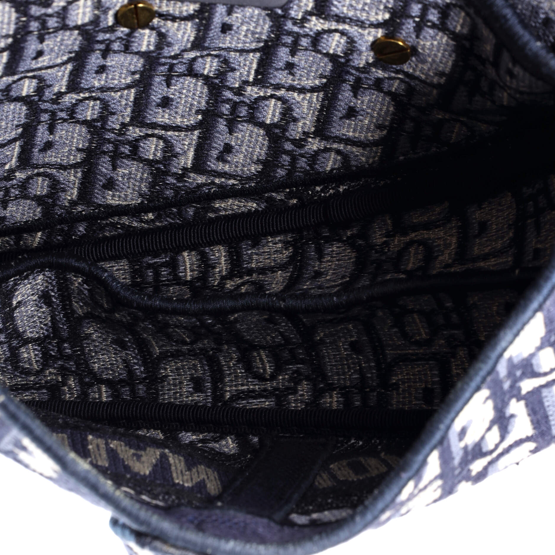 Saddle Handbag Logo Embroidered Oblique Canvas Medium