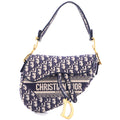 Saddle Handbag Logo Embroidered Oblique Canvas Medium