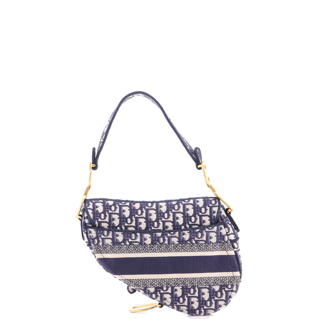 Saddle Handbag Logo Embroidered Oblique Canvas Medium