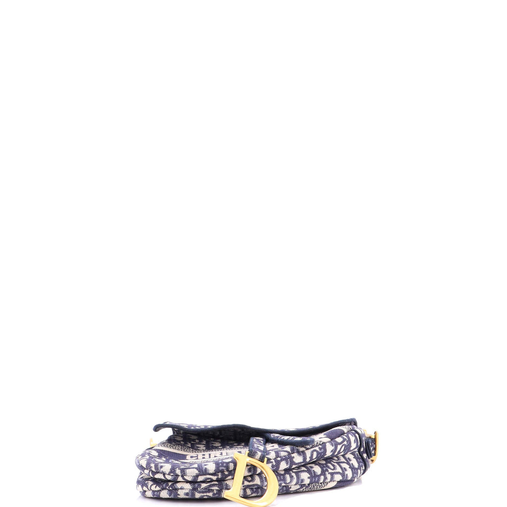 Saddle Handbag Logo Embroidered Oblique Canvas Medium
