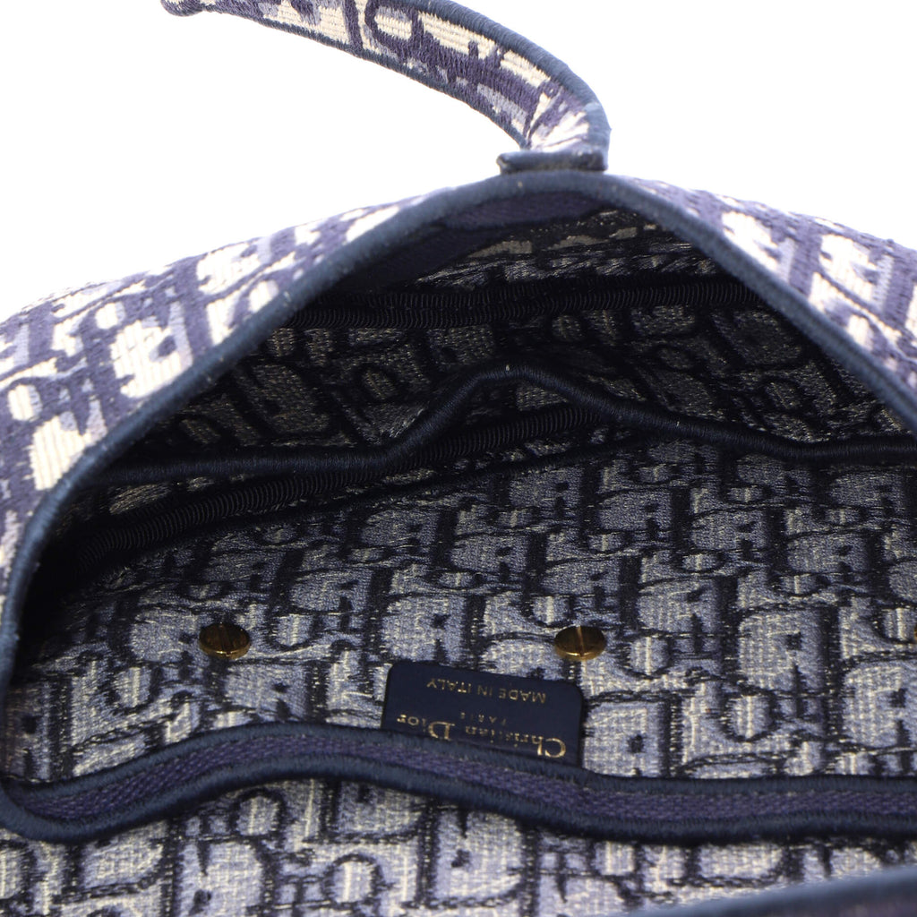 Saddle Handbag Logo Embroidered Oblique Canvas Medium