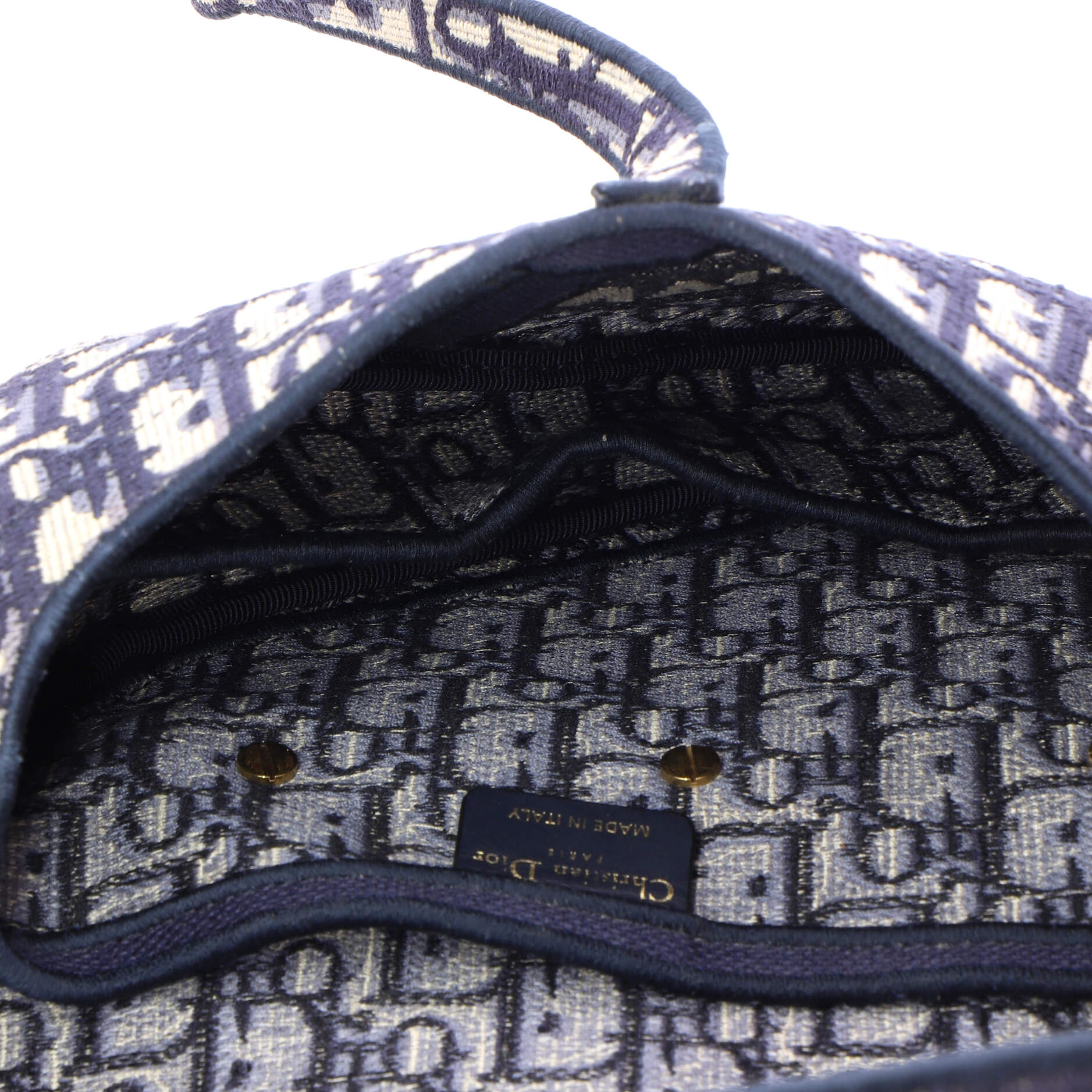 Saddle Handbag Logo Embroidered Oblique Canvas Medium
