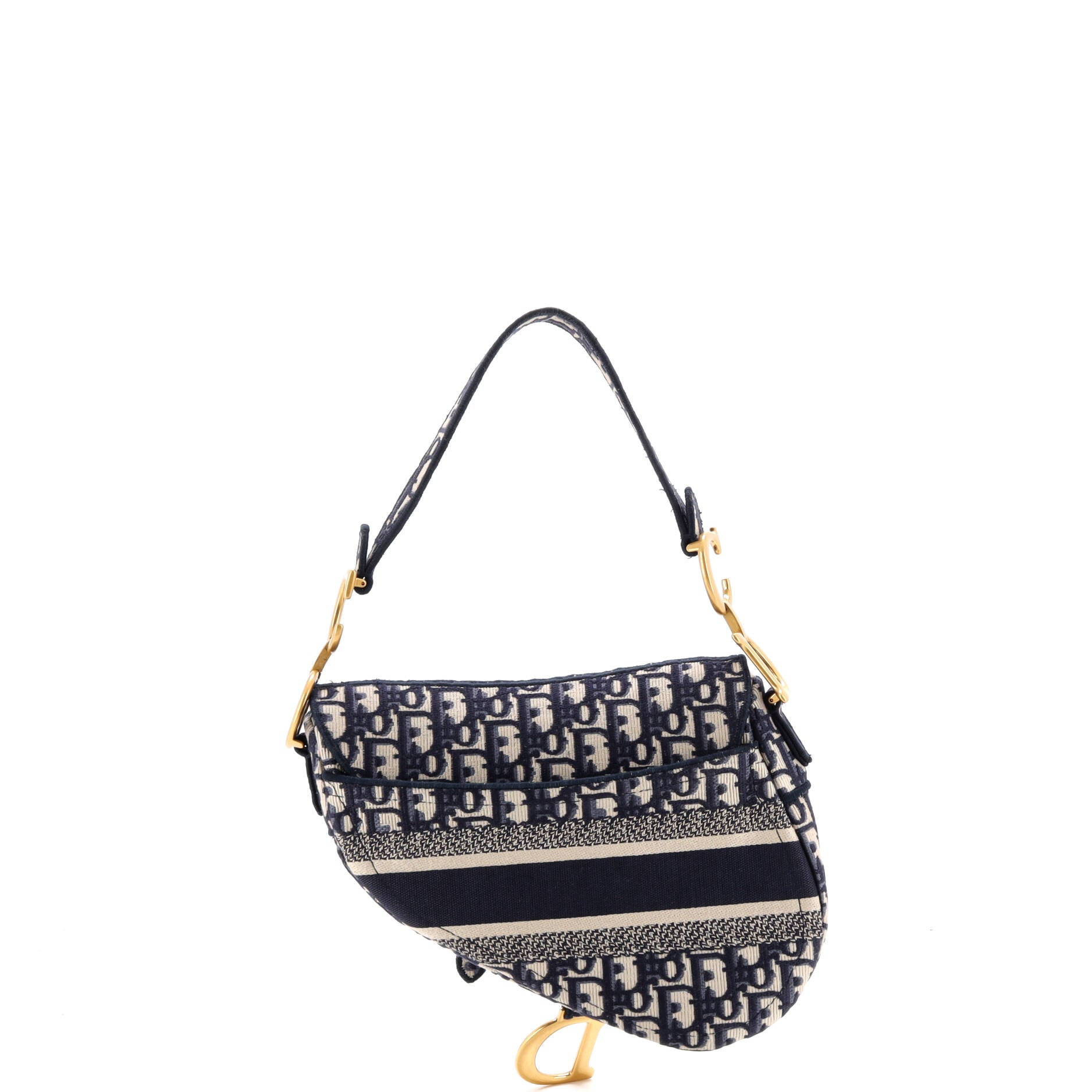 Saddle Handbag Logo Embroidered Oblique Canvas Medium