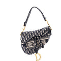 Saddle Handbag Logo Embroidered Oblique Canvas Medium