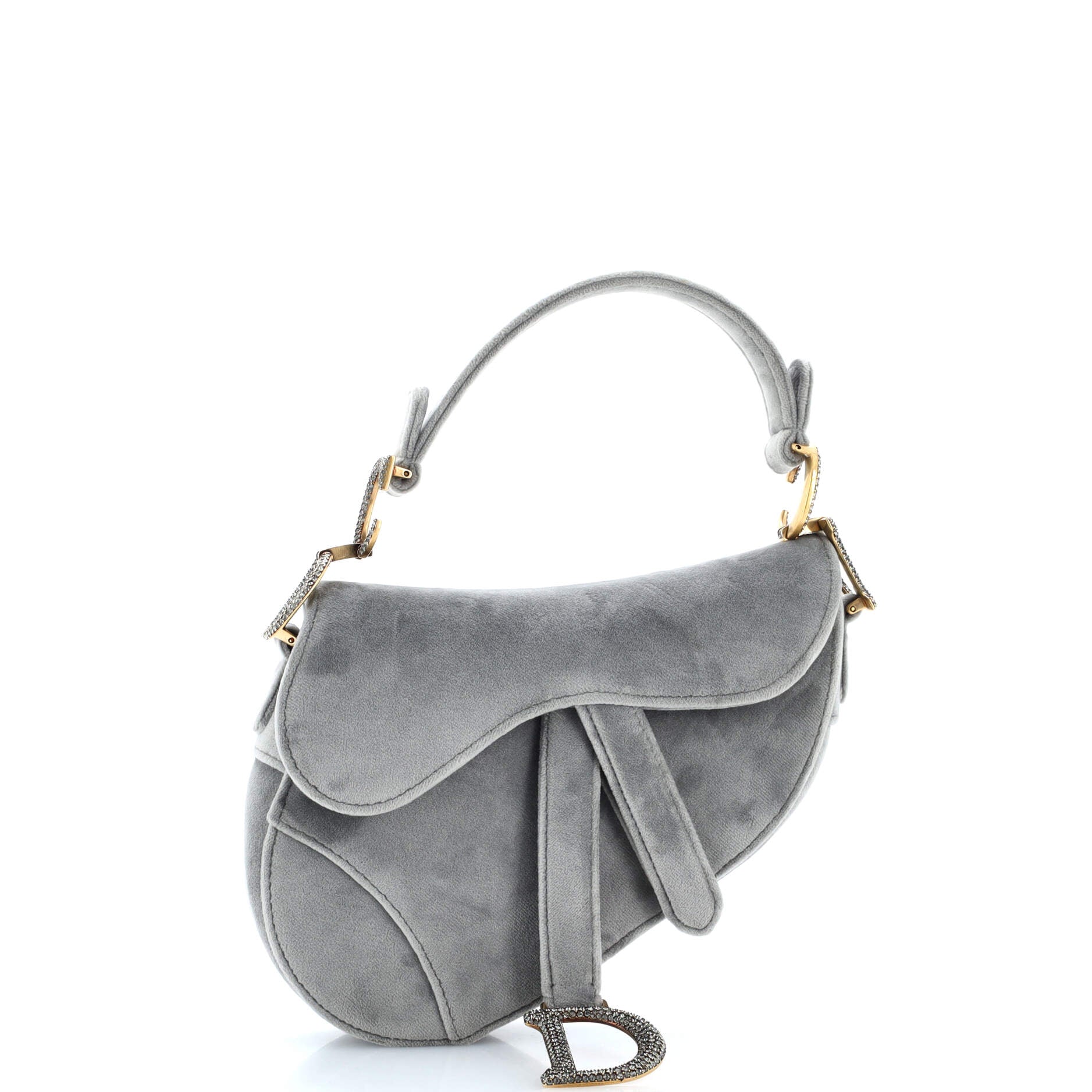 Saddle Handbag Velvet with Crystals Mini