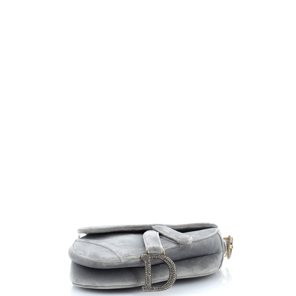 Saddle Handbag Velvet with Crystals Mini