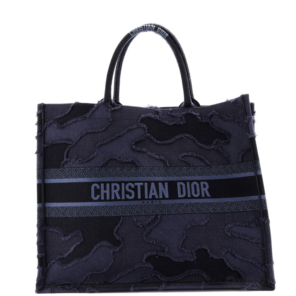 Book Tote Camouflage Embroidered Canvas Large