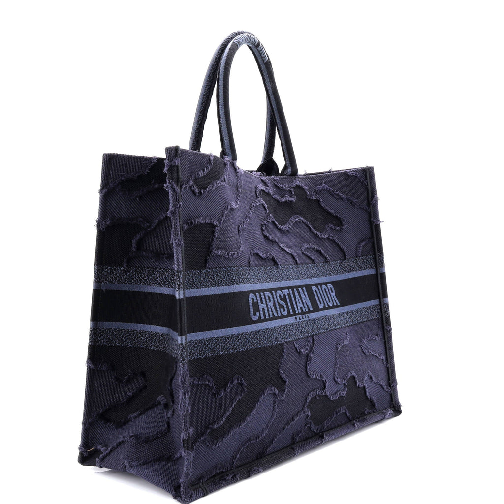 Book Tote Camouflage Embroidered Canvas Large