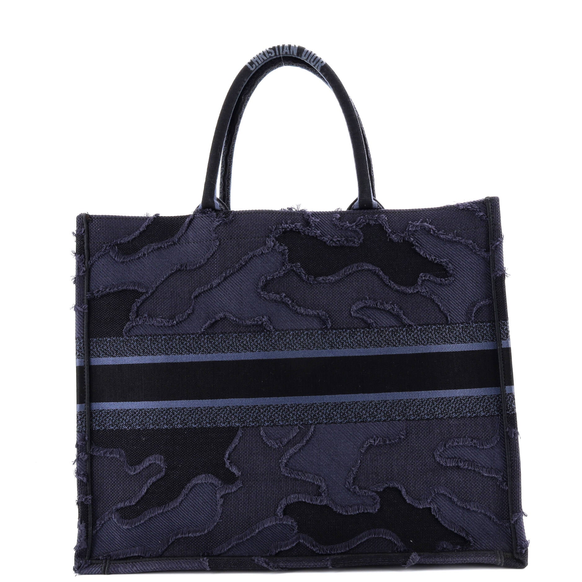 Book Tote Camouflage Embroidered Canvas Large