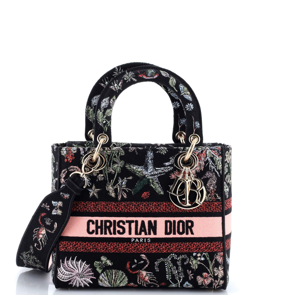 Lady D-Lite Bag Embroidered Canvas Medium