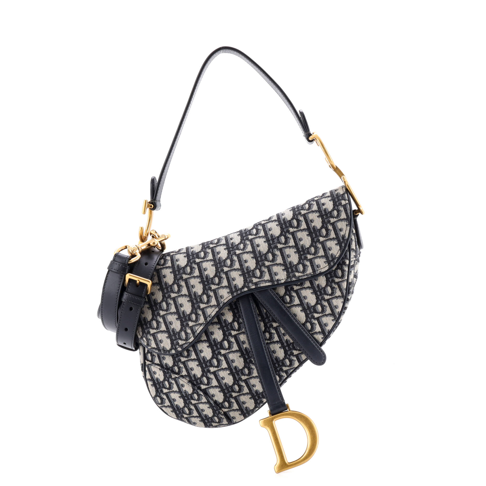 Saddle Handbag with Strap Oblique Canvas Medium