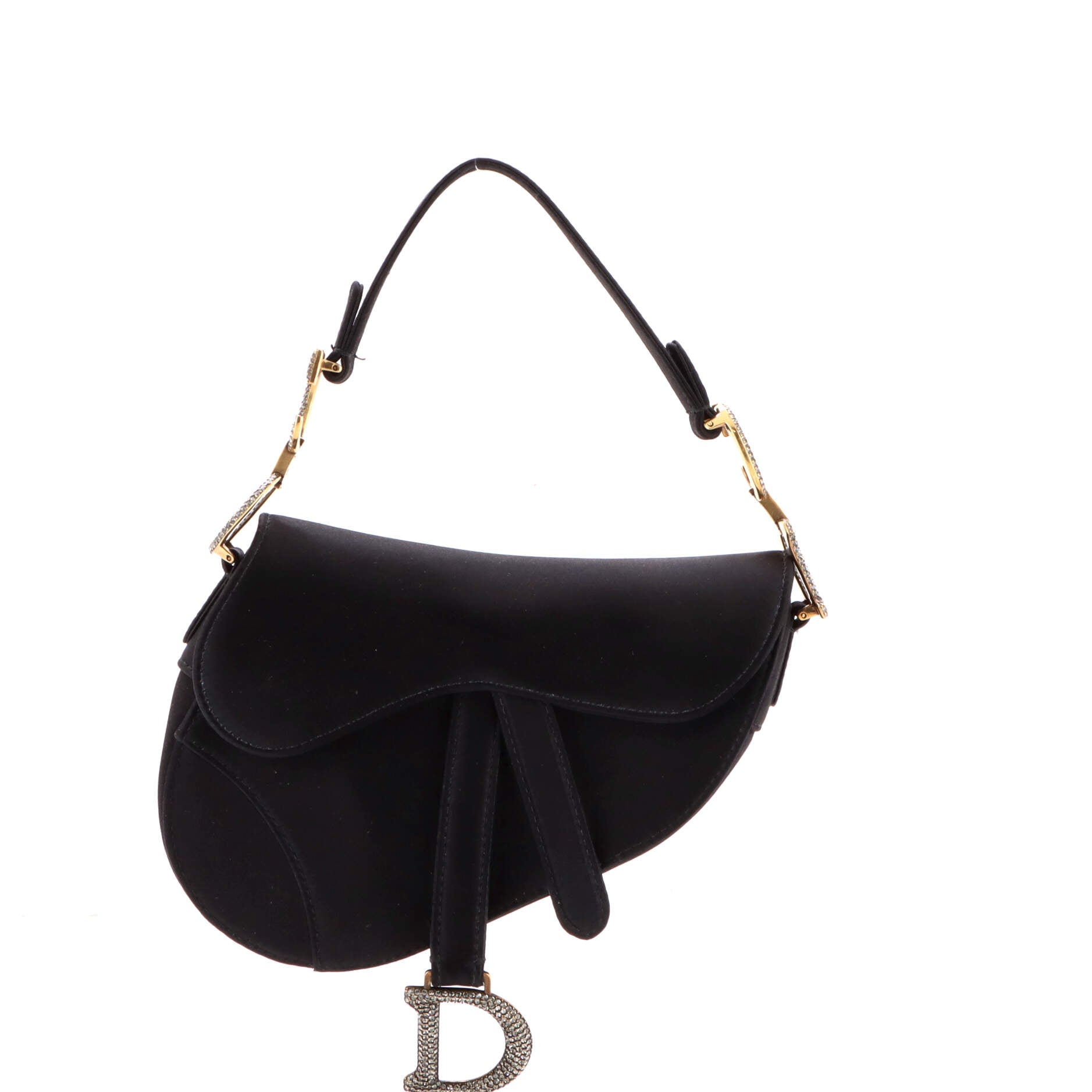 Saddle Handbag Velvet with Crystals Mini