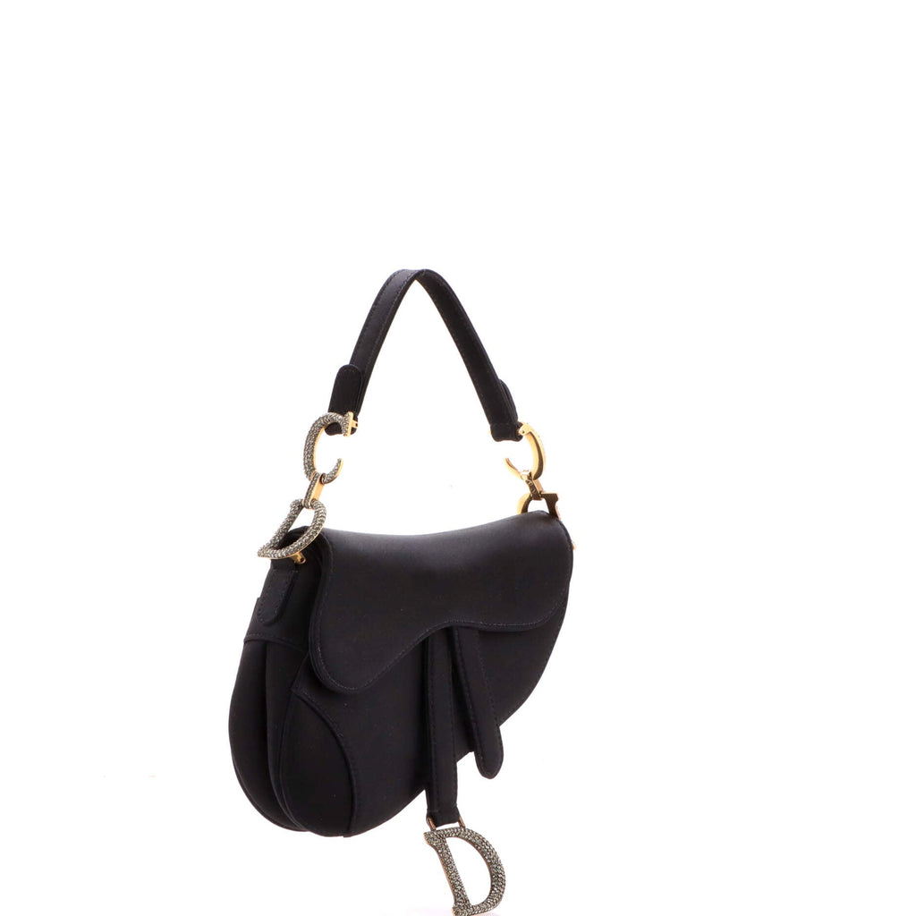 Saddle Handbag Velvet with Crystals Mini