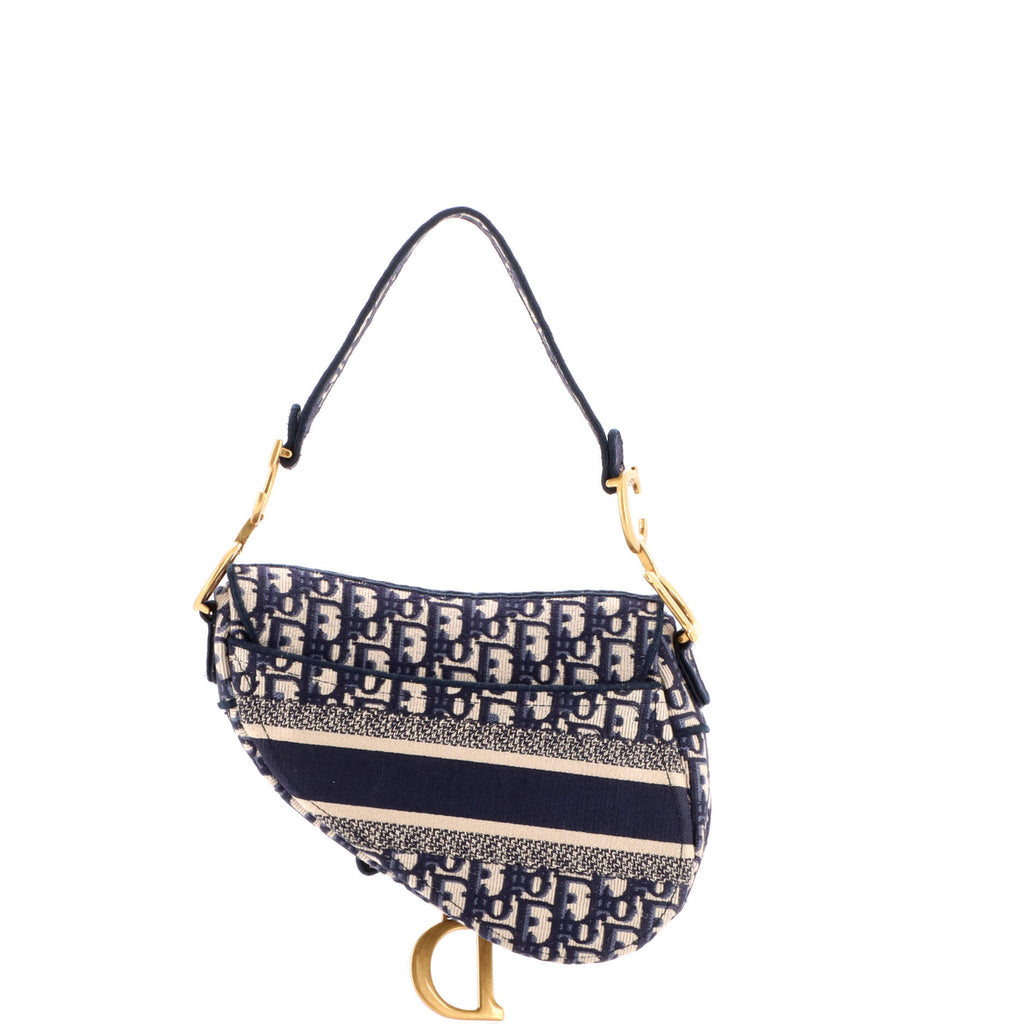 Saddle Handbag Logo Embroidered Oblique Canvas Medium