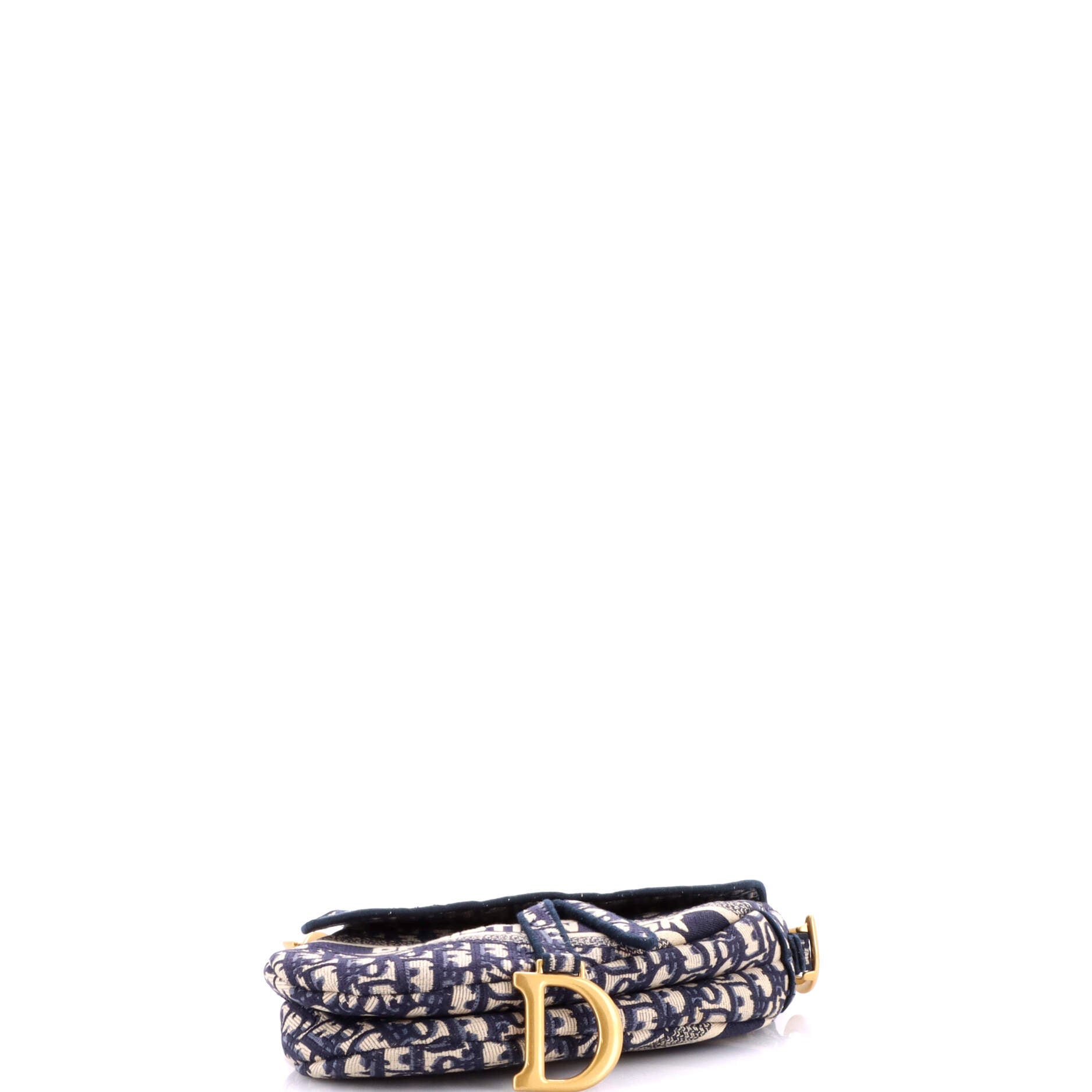 Saddle Handbag Logo Embroidered Oblique Canvas Medium