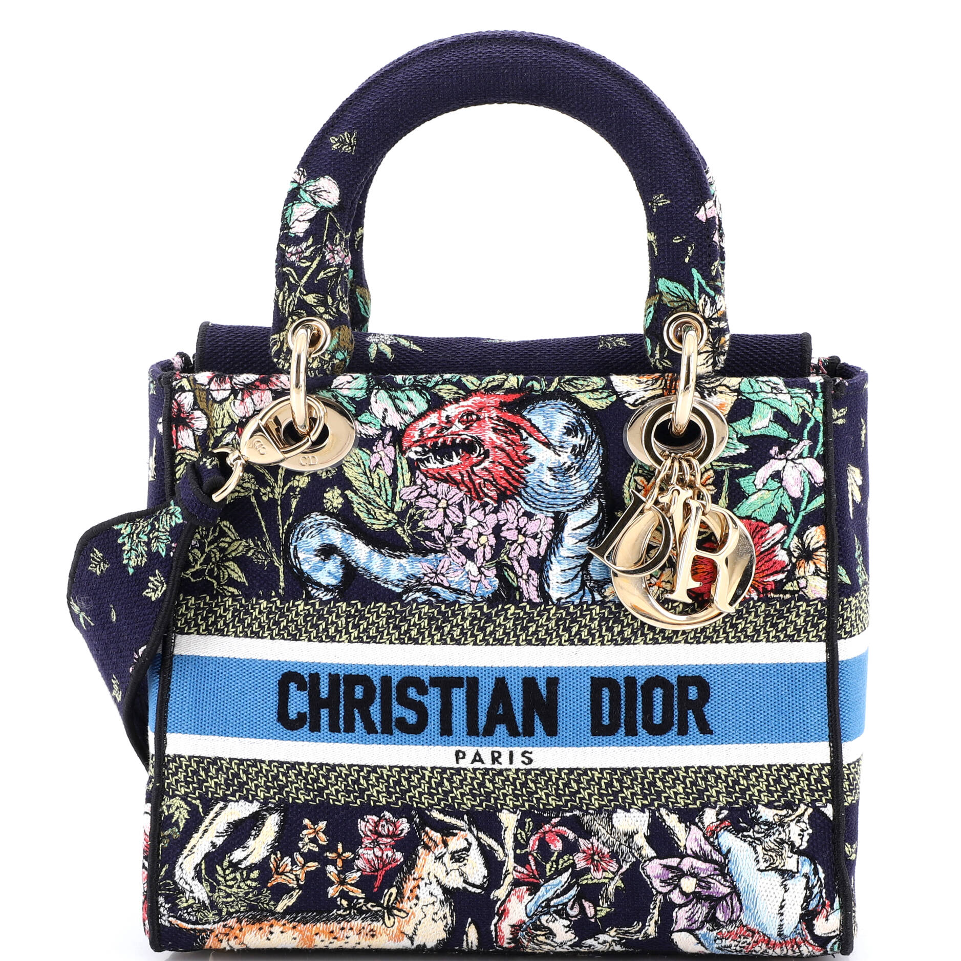 Lady D-Lite Bag Embroidered Canvas Medium