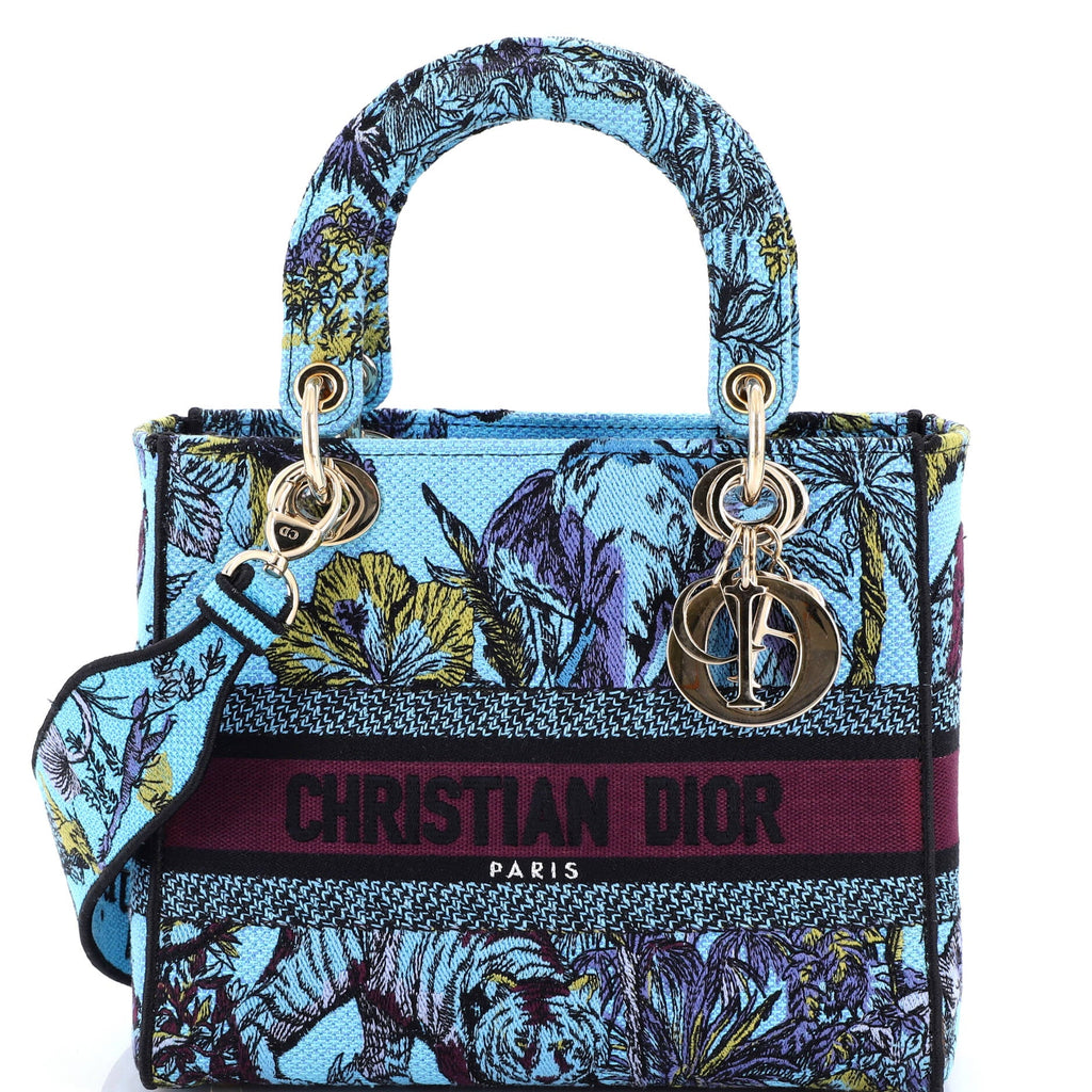 Lady D-Lite Bag Embroidered Canvas Medium