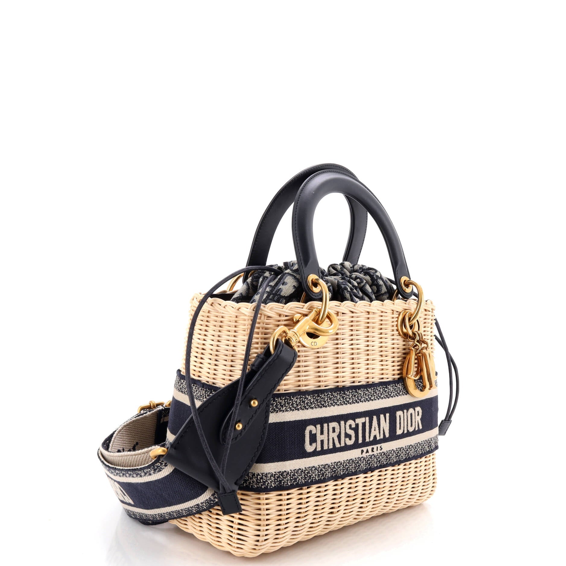 Lady Dior Bag Wicker and Oblique Canvas Medium