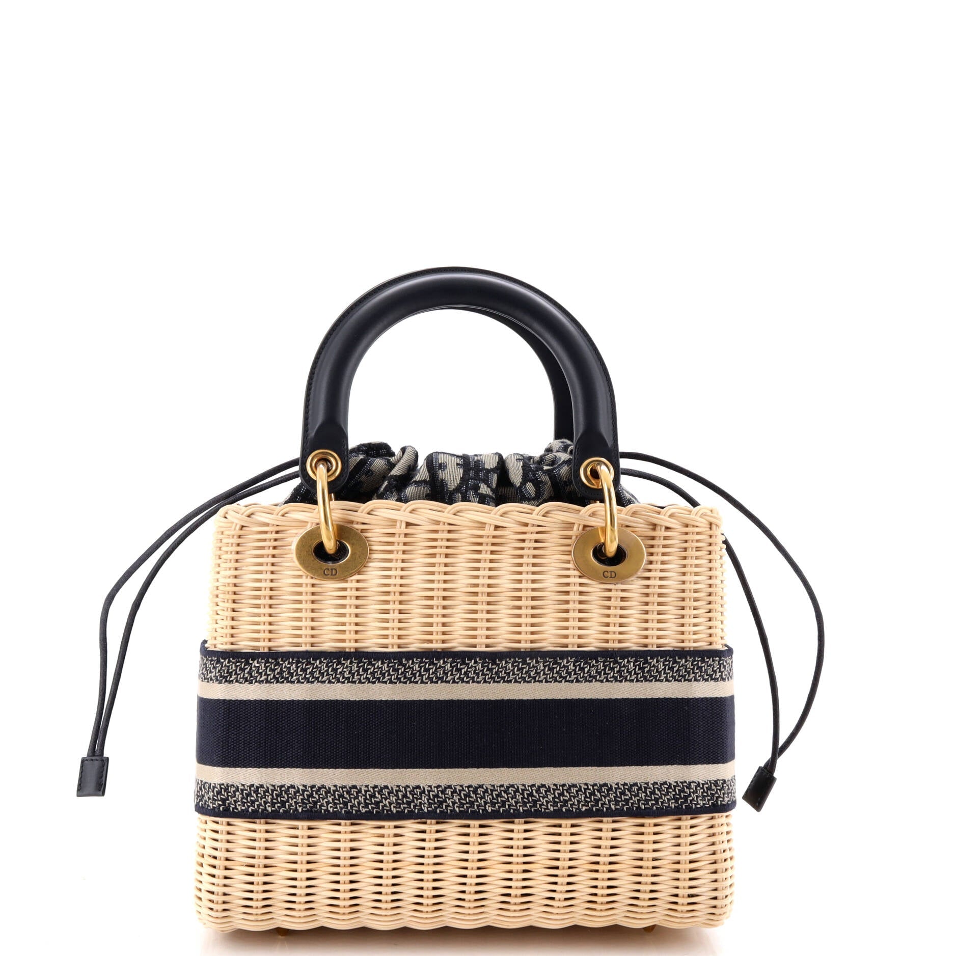 Lady Dior Bag Wicker and Oblique Canvas Medium