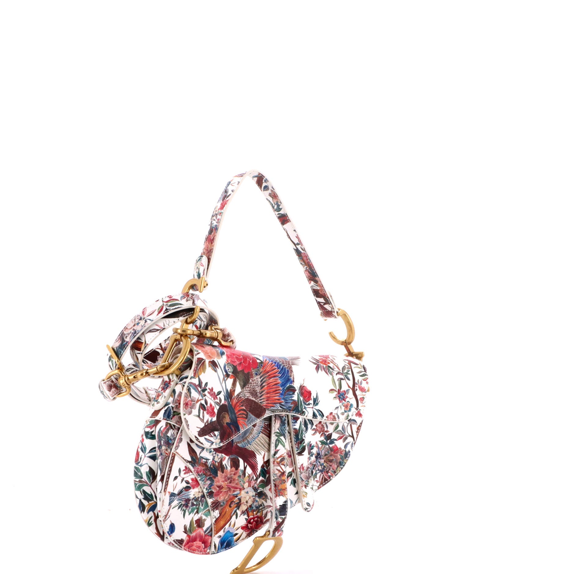 Saddle Handbag with Strap Printed Leather Medium