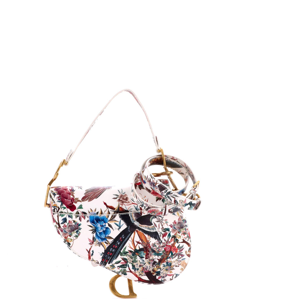 Saddle Handbag with Strap Printed Leather Medium