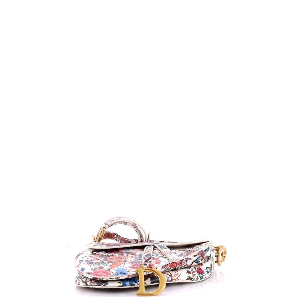 Saddle Handbag with Strap Printed Leather Medium