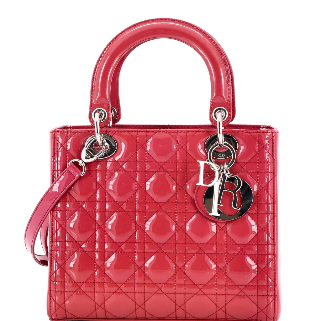 Lady Dior Bag Cannage Quilt Patent Medium